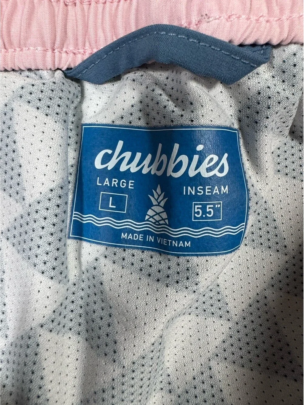 Chubbies L Lined Swim Trunks Blue Pink Stretch Beach Shorts 5.5” Inseam